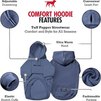 Tuff Pupper Dog Hoodie | Premium Quality 100% Organic Cotton | Ultra Soft Interior for Superior Comfort | Elastic Cuffs & Drawstring for Warmth | Stretch Fit Suitable for All Breeds (Blue, XS)