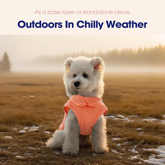 FUAMEY Dog Fleece Vest for Small Dogs,Warm Stretchy Dog Sweatshirts Pullover with Leash Hole Dogs Sweater Soft Pet Turtleneck Cozy Pet Vest Lightweight Sleeveless Orange XS