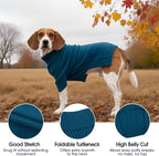 IECOii Dachshund Sweater,Turtleneck Dog Sweater for Small Medium Dogs Girl,Stretchy & Breathable,Warm Knitted Pullover Coat,High Neck Knitwear for Cold Weather Indoor & Outdoor Wear (Peacock Blue,M)