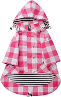Dog rain Coat Waterproof Raincoat Puppy Jacket with Legs Buttons Zipper Hood Drawstring Fit for Yorkie Terrier Schnauzer Poodle Border Collie Labrador Golden Retriever 8lbs to 80lbs Pink XXL