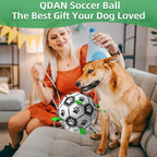 QDAN Dog Soccer Balls Toy with Bell Inside, Outdoor Interactive Toys for Tug of War, Puppy Birthday Gifts, Water Toy, Durable Ropes Squeaky Ball for Small Medium Dogs （6 INCH）