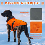 DENTRUN Medium Dog Winter Jacket - Warm Reflective Windproof Coat, Adjustable Neck & Snap Closure, Water Repellent Thick Fleece Vest, Fleece Lined for Beagle Pug, Orange, M