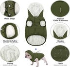 Fleece Hoodie, Windproof Waterproof Coat, Winter Warm Jacket, Cold Weather Pet Apparel Clothes Vest for Small Medium Large Dogs (XXL, Green)