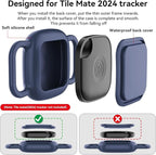 DDJ 2-Pack Dog Collar Holder for Tile Life360 Mate (2024) 2022 Tracker, Waterproof Silicone Cover Full-Body Protective Case for Tile Mate Tracker Cat Collar, Ultra Durable/Scratch Resistant,Navy Blaze