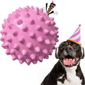 Apasiri Dog Toy Squeaky Ball: Bacon-Flavored Rubber Interactive Spiky Ball for Anxiety Relief, Indestructible Pet Toy for Medium/Large Dogs, 3.5-Inch-Perfect Party Gift - Pink