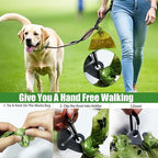 Dog Poop Bag Dispenser for Leash Accessory, 2 Packs (Black), 16 Rolls, Hand Free Holder & Bag, Fits Dog Leash, Animal Waste
