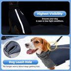 SlowTon Winter Dog Coat, Warm Polar Fleece Lining Doggie Outdoor Jacket with Turtleneck Scarf Reflective Stripe Adjustable Waterproof Windproof Puppy Vest Soft Pet Outfits (L+,Dark Blue)