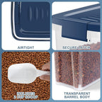 5-7Lbs Dog Cat Storage Container with Airtight Lids, With Locking Lids Plastic Bin PBA-Free for Pet food, Rice, Rice, Oatmeal, Bird Seeds, Flour, Dried Fruits, Easy to Carry and Clean-Cool Blue