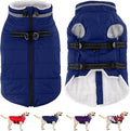 Dogcheer Dog Coat, Waterproof Dog Jacket with Harness, Reflective Adjustable Puppy Winter Coat with Zipper, Christmas Snow Jacket Clothes for Small Medium Large Dogs - Blue XS