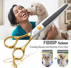 Dog Thinning Shears for Grooming 36 Teeth 6.5" Dog Blending Shears for Grooming Small Medium Dogs Professional Pet Thinners Blenders Scissors for Right Groomer(Blender, Gold)