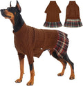 IECOii Girl XXXL Dog Sweater Dress, Girl Dog Sweaters for Extra Large Dogs Turleneck, Caramel,XXXLarge, Thermal Warm Knitwear with Leash Hole, Adorable Cable Knit Sweater for Christmas & Thanksgiving