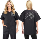 Noverlife Short Sleeves Pet Grooming Work Clothes with Full Zipper, XL Size, Splash Proof Anti-Static Pets Beautician Smock, Dog Cat Groomer Cosmetologist Uniforms for Pet Shop Men Women