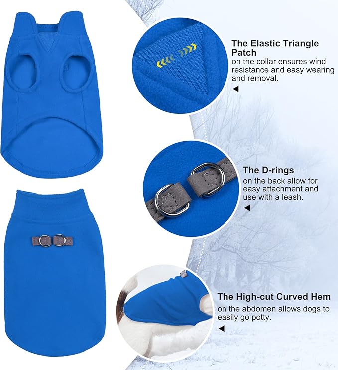 BEAUTYZOO Dog Fleece Vest Sweater Winter Jacket for Small and Medium Dogs with D-Ring Leash Cold Weather Coat Hoodie for XS S M Dogs Boy or Girls
