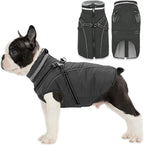 Fragralley Dog Coat with Harness Built in, Waterproof Windproof Reflective Warm Puffer Jacket, Fleece Lined Vest Winter Parka for Small, Medium, Large Dogs