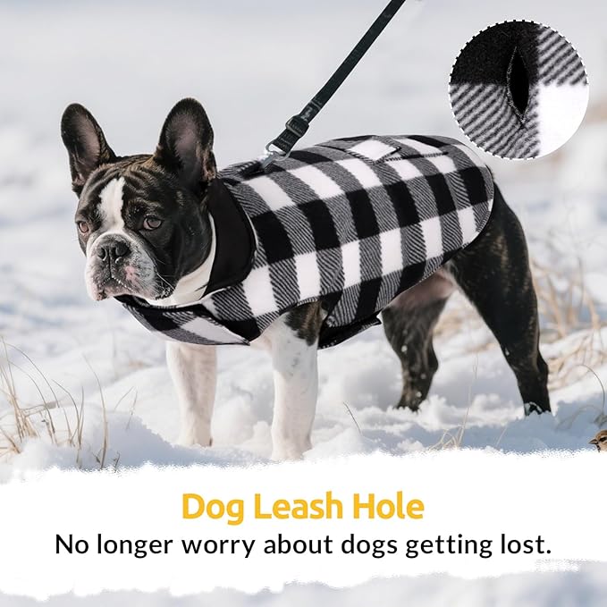 ASENKU Dog Winter Coat, Fleece Doggie Jacket Plaid Reversible Vest Waterproof Windproof Cold Weather Clothes for Small Medium Large Dogs (White,3XL)