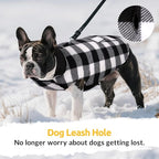 ASENKU Dog Winter Coat, Fleece Doggie Jacket Plaid Reversible Vest Waterproof Windproof Cold Weather Clothes for Small Medium Large Dogs (White,3XL)