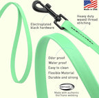 Dogline Biothane Waterproof Dog Leash Strong Coated Nylon Webbing with Black Hardware Odor-Proof Easy to Clean High Performance for Small or Large Dogs Made in USA 2 ft Lead, Sea Foam Green