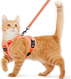 Cat Harness and Leash for Walking Escape Proof Soft Adjustable Cat Leash Breathable Comfortable Vest Easy to Wear Kitten Harness for Outdoor Travel Orange S