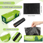 Sherr 60 Rolls Dog Poop Waste Bags 12000 Count Unscented Dog Trash Leak Proof Pet Doggie Thick Plastic Bag for Home Park Outdoor Travel Pet Supplies, Black