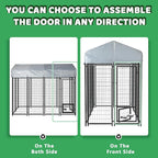 LEMBERI 8x4x6 FT Outdoor Dog Kennel for Large Dogs, Heavy Duty Welded Wire Steel Dog Playpen Fence with Secure Lock, Pet Pen with UV-Resistant Waterproof Roof Cover for Outside