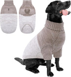Queenmore Pullover XL Dog Sweater,Classic Turtleneck Warm Pet Sweater with Leash Hole for Dog Girls Boys,Winter Knitwear Clothes for Dachshund,Corgi,French Bulldog(Khaki,XL)