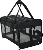 Amazon Basics Soft-Sided Mesh Pet Travel Carrier for Dog, Cat, up to 16 pounds, 16.5" L x 10.6" W x 11" H, Black