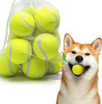Nobleza 12 Pack 2.5' Floatable Squeaky Tennis Balls for Small Medium Dogs, Training Safe Natural Rubber Squeaky Dog Balls for Fetch Exercise, Yellow