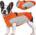 AOFITEE Dog Coat, Dog Winter Coat, Reflective Small Dogs Jacket with Harness Built in and Fleece Lined, Waterproof Pet Winter Jacket Warm Snowsuit for Small Medium Large Dogs, Orange XS
