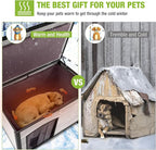 GUTINNEEN Dog House Insulated Outdoor Dog Kennel with Liner for Winter Large(Off-White)