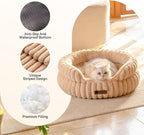 MEWOOFUN Washable Small Dog Bed, Cat Beds for Indoor Cats with Anti-Slip Bottom, Round Pet Bed for Puppy and Kitten (Camel, 24"x24"x9")
