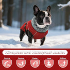 DENTRUN Large Dog Coat - Thick Fleece Lined Reflective Winter Jacket, Snap Closure & Leash Hole, Warm Thick Fleece Lined, Plush Turtleneck Vest for German Shepherd, Red, XXL