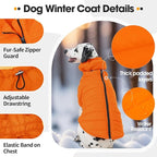 Medium Dog Jacket with Zipper, Hunter Orange Dog Coats for Medium Dogs, Warm Waterproof Winter Snow Puffer Vest for French Bulldog, Boston Terrier, Cocker, Beagle, Orange M