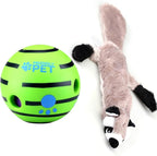 Wobble Giggle Ball and Plush NO Stuffing Squeaky Toy Combo (Raccon)