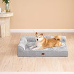 EHEYCIGA Memory Foam Dog Bed Large Sized Dogs, Waterproof Dog Bed Orthopedic with Washable Removable Cover, Non-Slip Pet Bed Couch, 36x27x6 Inches, Grey