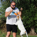 Bungee Dog Bite Tug Toy with 2 Strong Handles - Made of Durable & Tear-Resistant Fire Hose - Perfect for Tug of War, Fetch & Puppy K9 Training - Ideal Pull Toy for Medium to Large Dogs, Orange