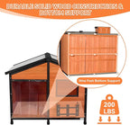 Petsfit Large Dog House Outdoor, Wooden Shelter for Extra Large Breeds Up to 200lbs, Weatherproof Roof, Removable Bottom Panel & Elevated Floor, 47-Inch, Natural Brown