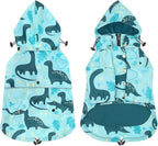 HDE Dog Raincoat Poncho Double Layer Zip Rain Jacket with Removable Hood, Leash Hole for Small to 3XL Dogs and Puppies Dinosaurs - 2XL