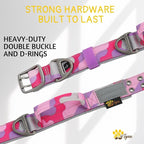 ADITYNA Heavy Duty Dog Collar for Medium Dogs - Camo Pink Purple Collar with Handle for Training, and Walking - Wide, Thick, Tactical, Soft Neoprene Padded
