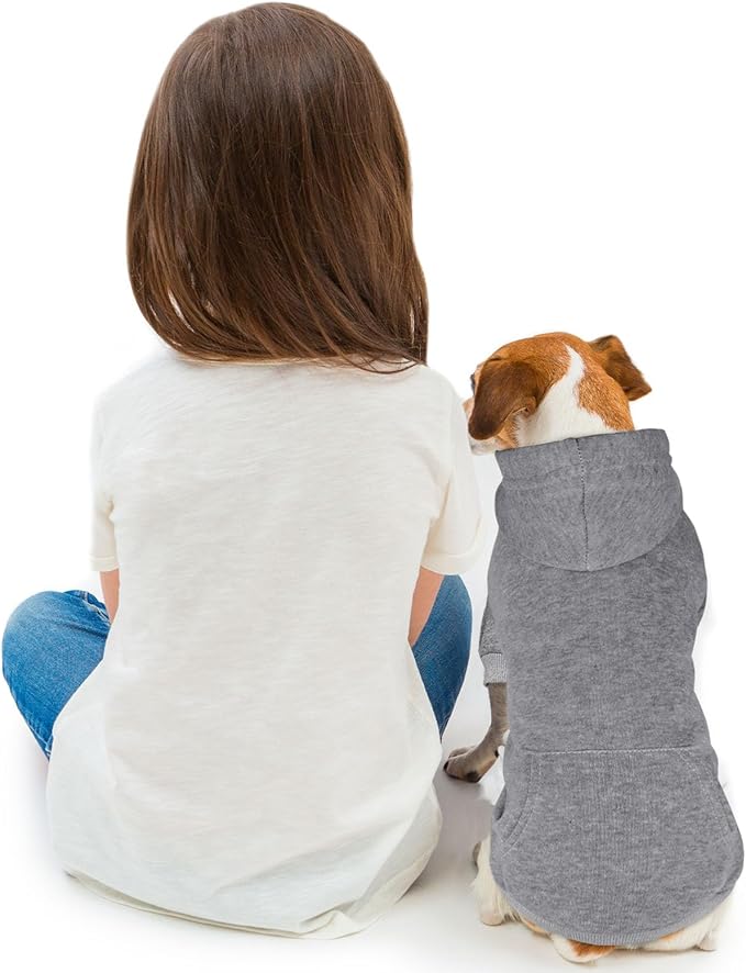 Dog Sweaters for Small Dogs Dog Hoodie Dog Sweater Solid Soft Brushed Fleece Dog Clothes Dog Hoodie Sweatshirt with Pocket(Grey-S)
