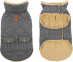 Dog Winter Coat for Small Dogs, Puppy Plaid Jacket, Pet Coat for Cold Weather, Windproof Warm Dog Jackets, Pet Thickened Outfits Indoor Outdoor, Grey XS