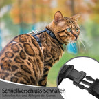PUPTECK Adjustable Cat Harness and Leash Set Escape Proof Kitten Strap Collar for Walking Travel, Black, M