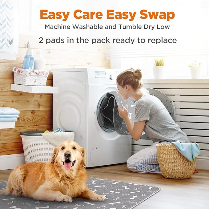 Washable Pee Pads for Dogs, 2Pcs Reusable Puppy Pads , Absorbent Dog Training Pads,100% Waterproof Non-Slip Whelping Pad Dog Playpen Indoor Cage Pad Couch Cover,Pet Supplies 31x36
