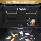 F-color SUV Cargo Liner for Dogs - Waterproof Pet Cargo Liner with Side Flaps, Comfort Dog Cargo Cover with Bumper Flap 2 Pockets, Scrachproof Non-slip Large Size Universal Fit SUVs Sedans Vans, Black