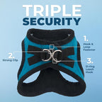 Best Pet Supplies - All Weather Mesh / Plush, Reflective, No Pull Harness for Small, Medium Dogs, Cats - Secure with Hook & Loop Fastener, Buckle, Double D-Rings - Turquoise Plush, XS