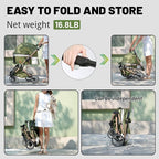 EchoSmile Small Medium Dogs Stroller 4-Wheel Pet Strollers for Medium Dogs Up to 50lbs, One Click Folding Large Cat Stroller, Reversible Handle, Shock Absorbing Wheels, Removable Washable Pad, Green
