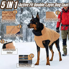 Outdoor Classic Quilted Upgraded Dog Winter Coat, Waterproof & Warmth Coats for Extra Large Dogs, Easy On & Off Jacket Chest Adjustable, Thick Pet Jackets for Great Dane Doberman(Khaki, 3XL)