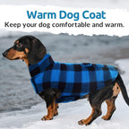 ASENKU Dog Winter Coat, Fleece Doggie Jacket Plaid Reversible Vest Waterproof Windproof Cold Weather Clothes for Small Medium Large Dogs (S, Blue)