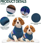 Kuoser Dog Sweater, Pet Cable Knitted Pullover Puppy Warm Clothes, Doggy Turtleneck Classic Knitwear Soft Thickening Doggie Outfit, Cold Weather Thermal Wear for Large Size Dogs, Blue 2XL