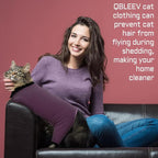 QBLEEV Cat Pajamas for Cats Only, Sticky Hair Cat Clothes, Cat Onesie for Cats After Surgery Female Male, Surgical Cat Recovery Suit Full Bodysuit, Long Sleeve Cat Shirts Outfits to Prevent Licking