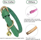 Guiding Star Leather Collar for Puppy, Cute Soft Thin Dogs Collars for Small Medium Dogs, Cat Collar with Bell (Green, XXS, 6.2"-10")